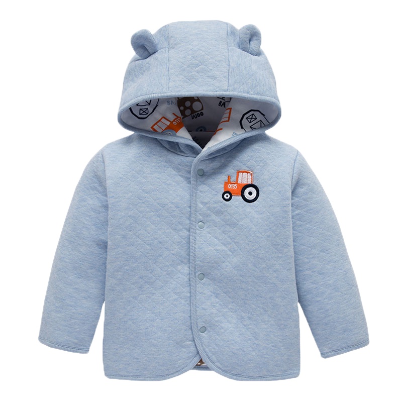 爬爬酷童装2019新款春秋装夹丝连帽外套6个月到2岁婴幼儿上衣外套麻蓝系列