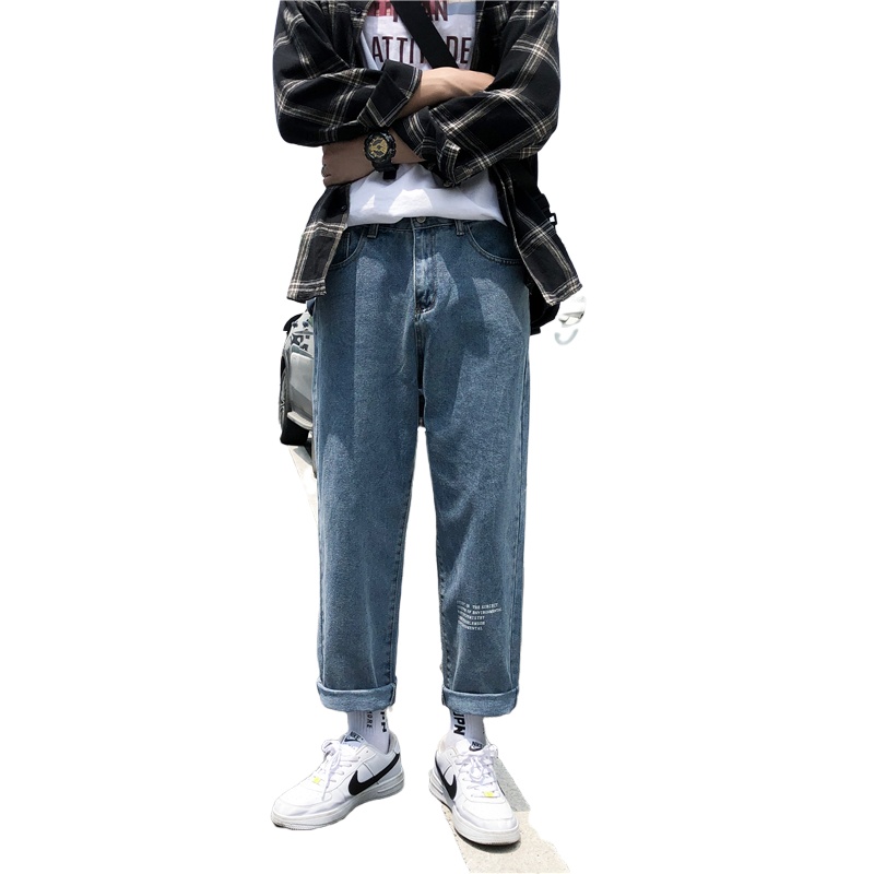 茜靓CHYLLIRN直筒牛仔长裤男坠感宽松阔腿裤ins潮牌复古潮流休闲裤子