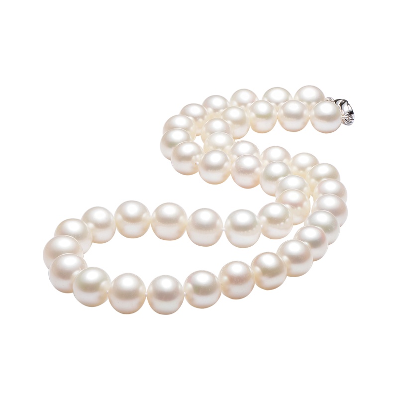 京润聚 致臻 白色淡水珍珠项链正圆强光10-11mm46CM 银泰同款