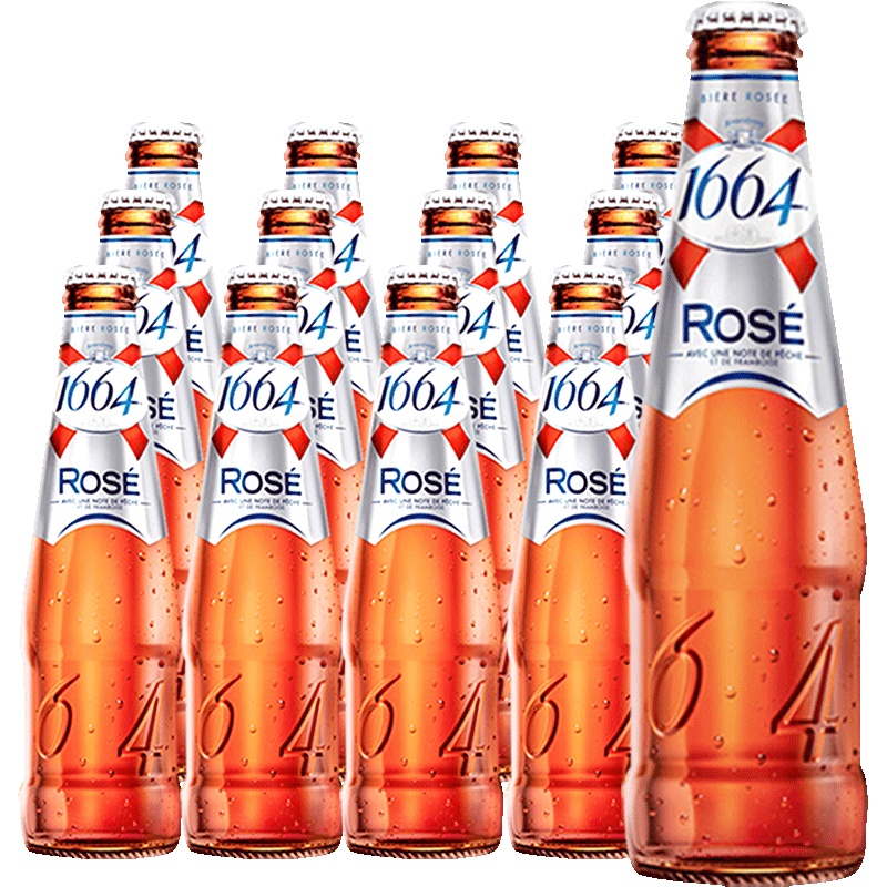 法国原装进口1664玫瑰Rose啤酒1664果味克伦堡凯旋250ml*12瓶整箱装