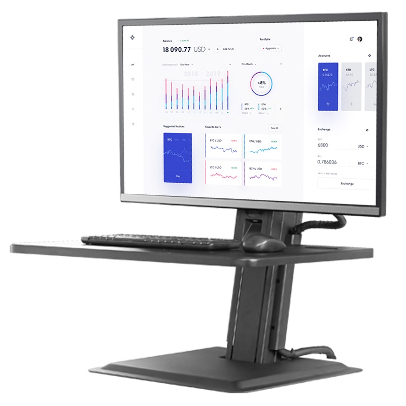 NB S80 桌面升降台面 电脑桌面调节 站立式办公显示器升降支架 坐站办公 单屏