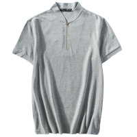 【自营】enk男装 短袖T恤潮流纯色小立领装饰拉链青年常规款男士POLO衫