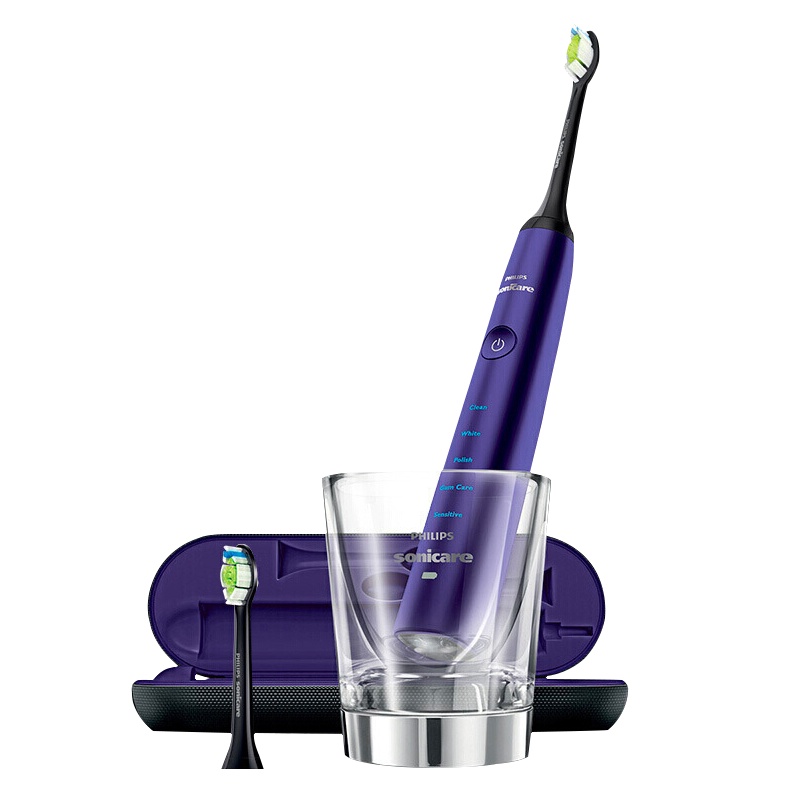 飞利浦(Philips)电动牙刷成人声波震动式男女充电式钻石亮白型牙刷31000次/分钟 5大模式 魅力紫钻HX9372