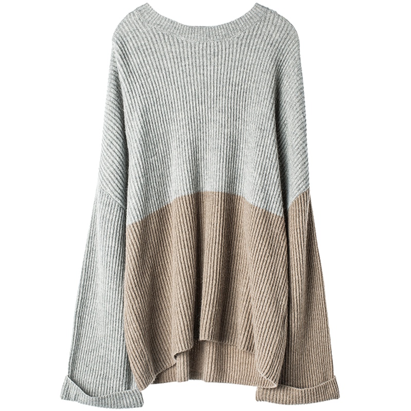 sdeer圣迪奥2018秋装新款宽松条纹圆领针织衫S18363578