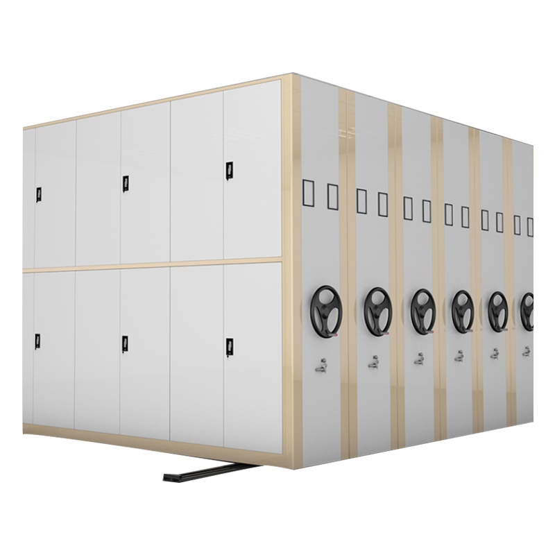 匡大 密集架 手动轨道文件柜 移动资料柜咖白色