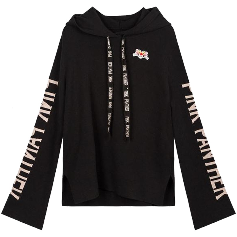 【热卖】拉贝缇粉红豹ip连帽针织衫女套头2019春季新款宽松毛衣卫衣潮ins60006449