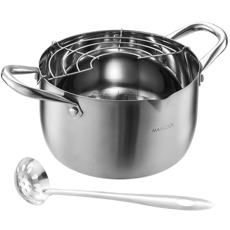 美厨 油炸锅汤锅 20cm不粘锅汤锅平底锅 配漏勺 电磁炉燃气煤气灶明火通用MCT948