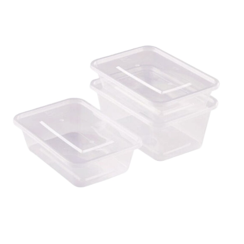 一次性打包盒快餐盒长方形带盖外卖快餐饭盒 1000ml透明方盒带盖【300套】
