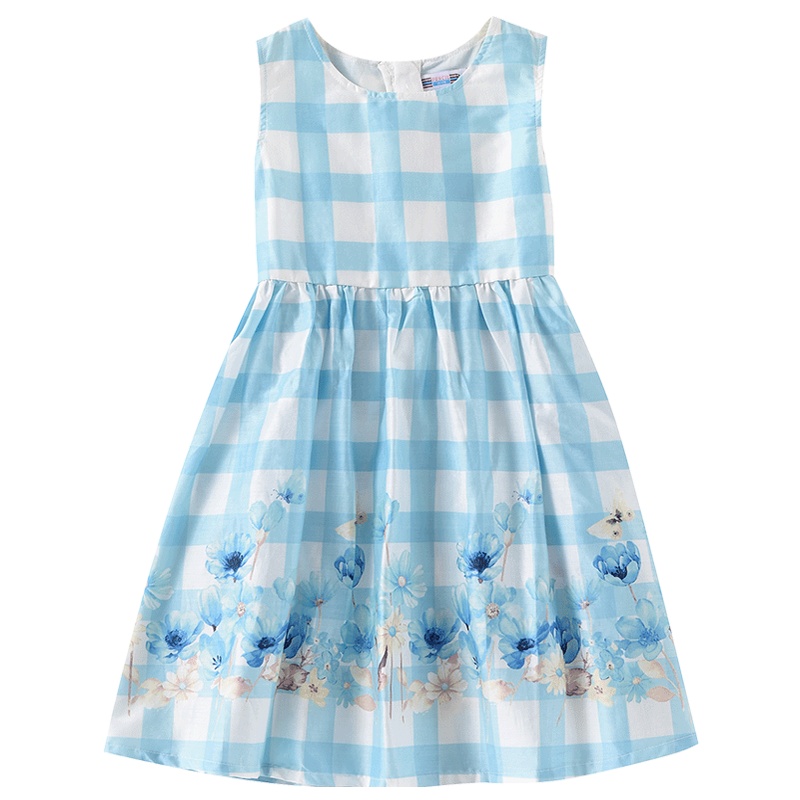 铅笔俱乐部童装2020夏装新款女童连衣裙中大童格子裙子儿童连衣裙