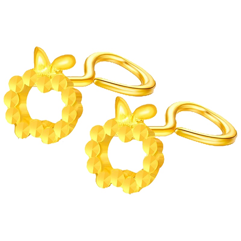 翠绿 黄金耳饰 足金999女款苹果耳钉一对 金重约1-1.1g A01000050674