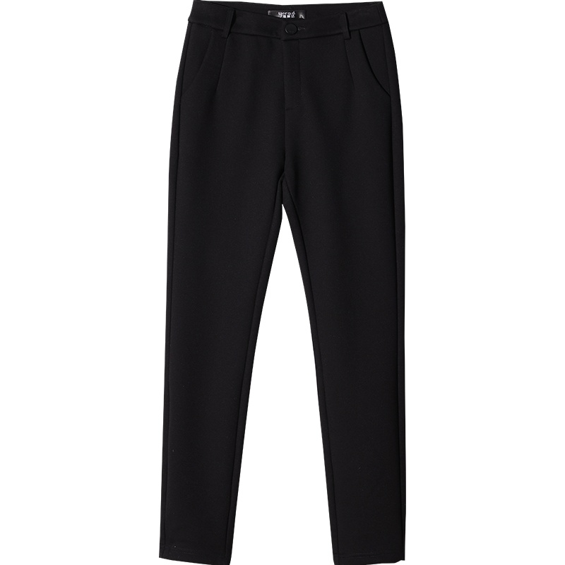 娅丽达女裤针织休闲铅笔裤2019秋冬新款修身显瘦弹力韩版小黑裤I4038