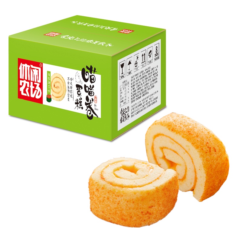 休闲农场喵喵卷肉松海苔味520g*1 苏宁自营零食整箱早餐面包蛋糕卷网红宿舍耐吃小零食