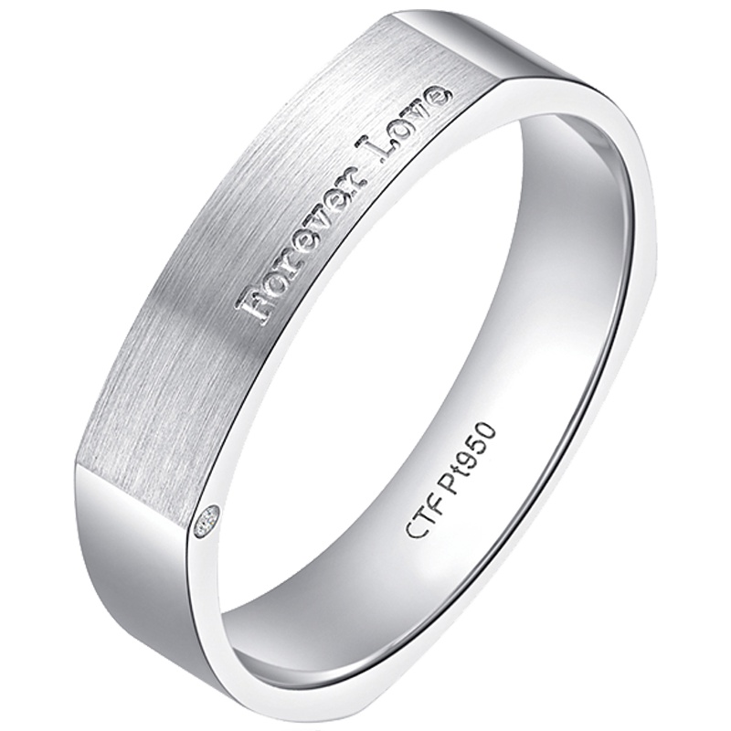 周大福首饰情约铂金戒指钻戒情侣男PT159298