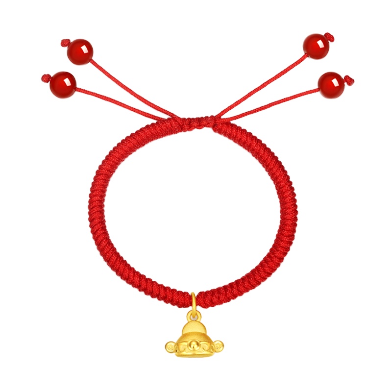 周贝贝珠宝 小官帽 黄金足金3D硬金 转运珠手链 宝宝款 周岁礼 生日礼物 ZYJS0006