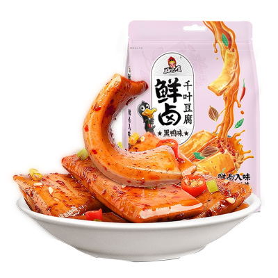 好巴食 鲜卤千叶豆腐黑鸭味125g*4手撕素牛排休闲零食独立小包装