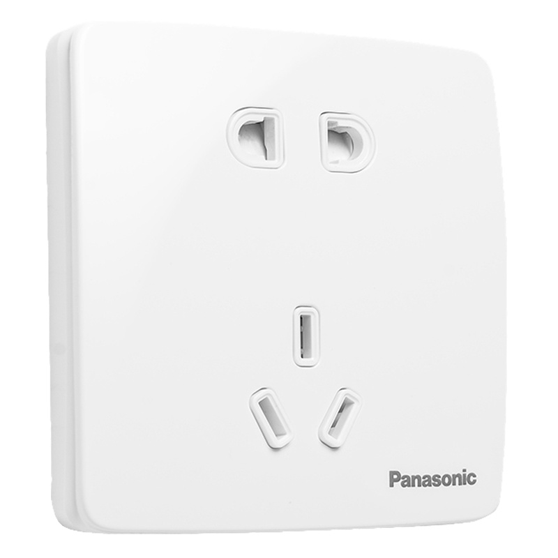 松下开关插座大面板曲悦系列白色86型一开单控16A五孔带USB二三插五孔插座网络电视插WMT122/501/622