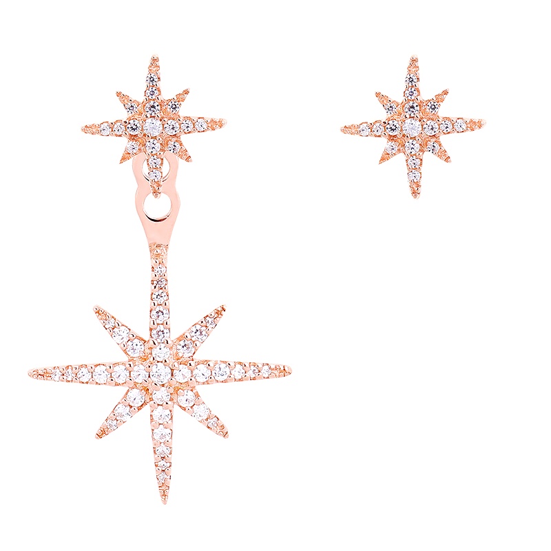 APM Monaco 林志玲明星同款不对称银镶晶钻流星耳环女 时尚精致气质耳饰