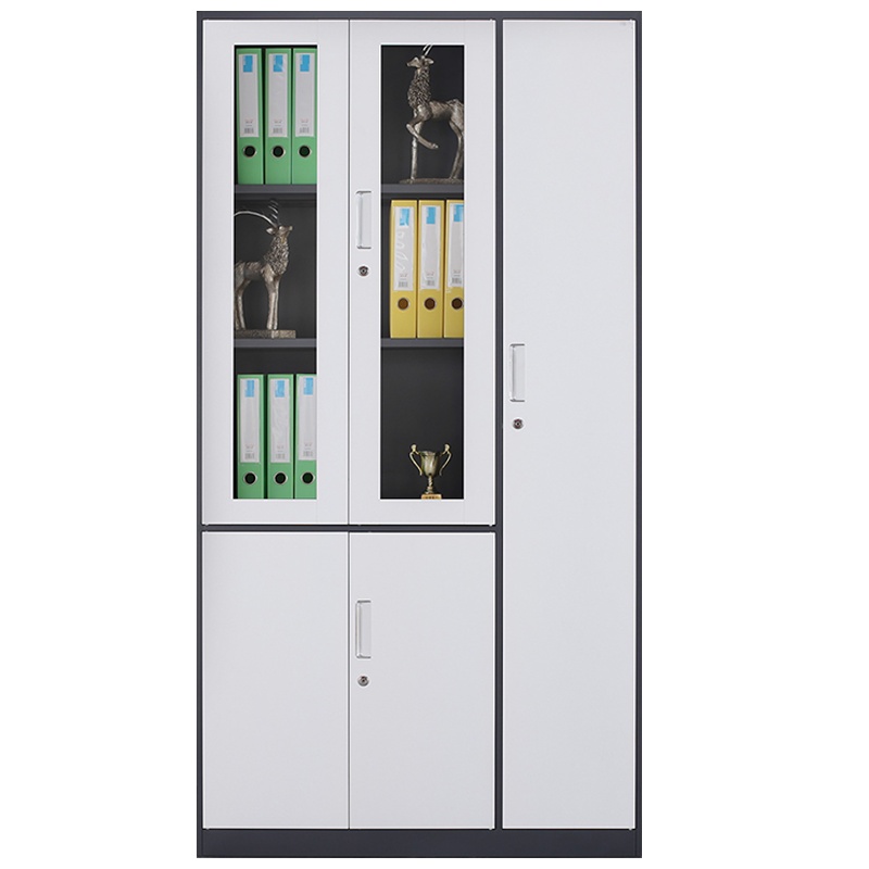 钜晟办公家具钢制文件整装柜黑白通体三门书柜JSG18
