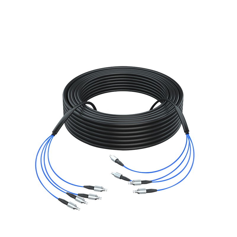 千天(QANTOP)室外FC-FC铠装光缆架空免熔接光纤跳线成品线电信级户外单模4芯网线延长监控传输光纤线500米