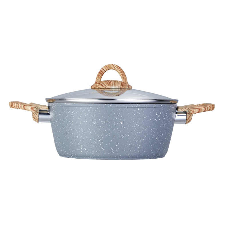 美食每刻麦饭石近无油烟不粘锅22cm汤锅煮粥炖汤锅家用汤锅燃气在电磁炉通用