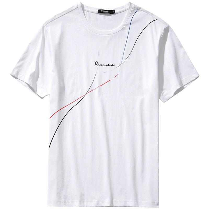 千纸鹤男装上衣2019春夏新款青年韩版休闲圆领印花短袖T恤男20059