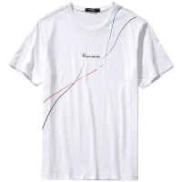 千纸鹤男装上衣2019春夏新款青年韩版休闲圆领印花短袖T恤男20059