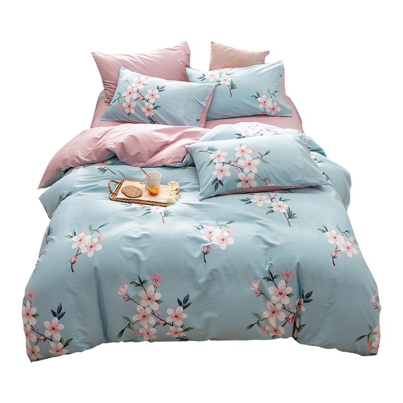 南极人 NanJiren 家纺 全棉四件套纯棉斜纹被套200x230cm床单枕套清新田园床上用品