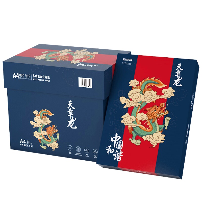 天章龙 80克A4复印纸 500张/包 5包/箱 单位:箱 GZ