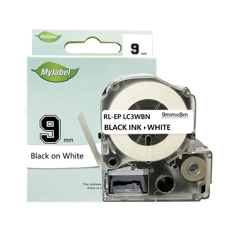 e代经典 9mm白底黑字标签色带 适用爱普生EPSON LW300;LW400;LW700;LW600P LK-3WBN