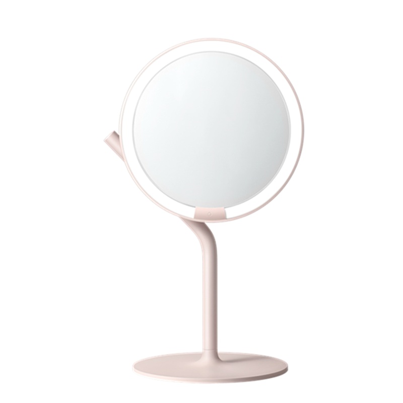 AMIRO化妆镜mini 2.0版小魔镜台式led灯桌面便携网红少女美妆镜发光带灯镜子粉色