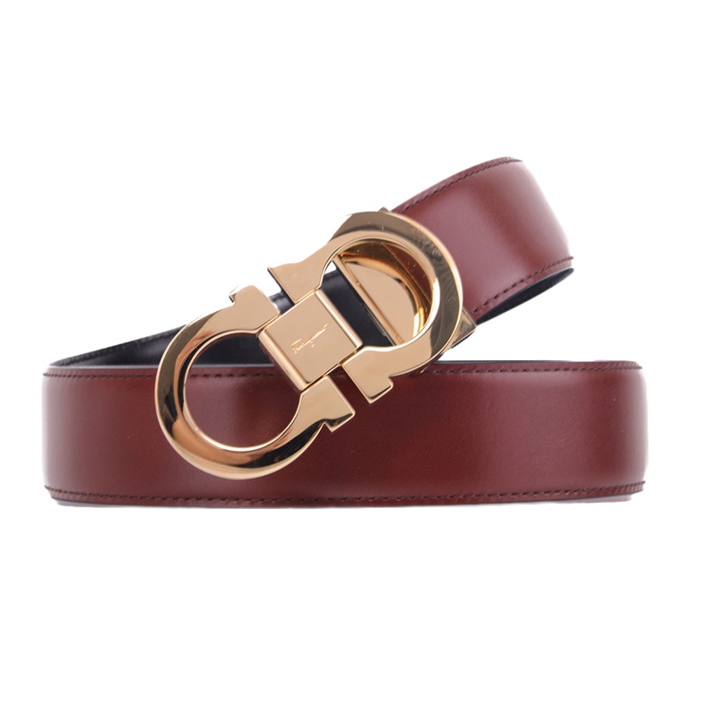 Salvatore Ferragamo 菲拉格慕 男士黑色棕色两面穿金扣腰带 67-9535-0644558 115CM