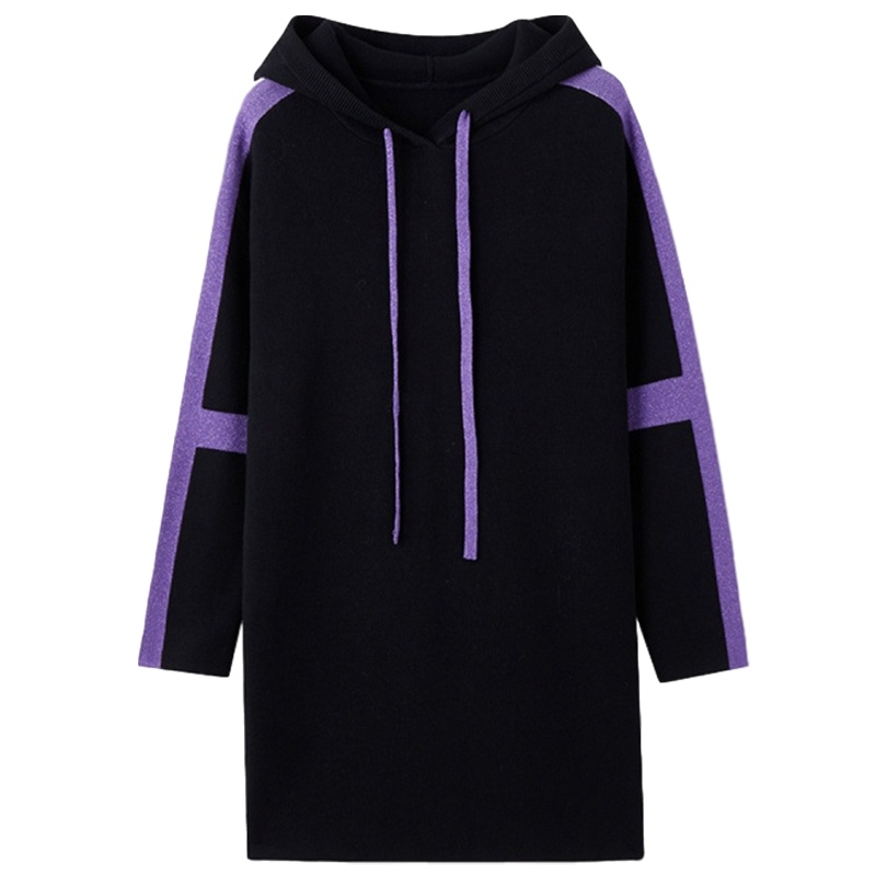 拉夏贝尔女装百搭气质新款韩版潮条纹宽松套头连帽卫衣