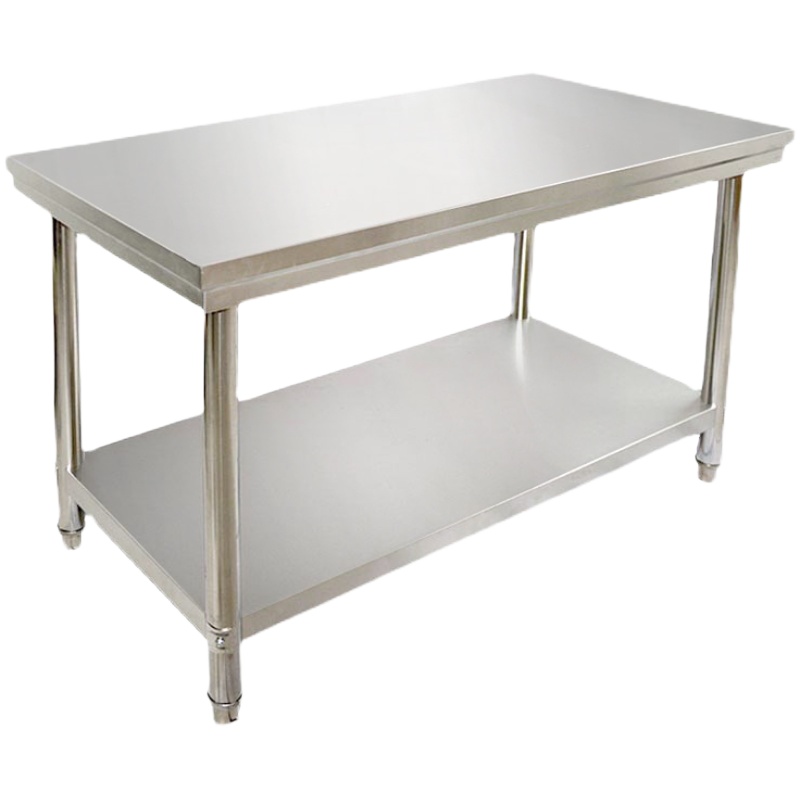 不锈钢桌子切菜桌台厨房收纳桌案台灶台酒店饭店打嗬台商用加厚 200*80*80两层
