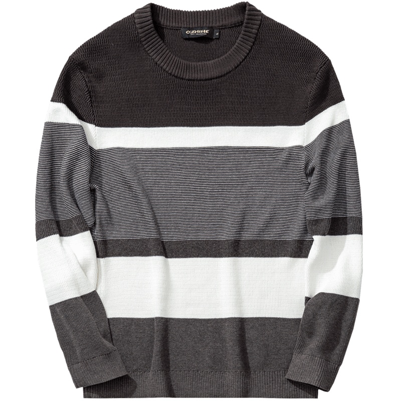 千纸鹤冬季条纹圆领套头毛衣新款针织衫外套打底衫上衣55030