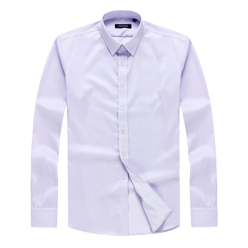 Youngor/雅戈尔秋冬新品男士商务正装纯棉蓝色修身长袖衬衫161LJY