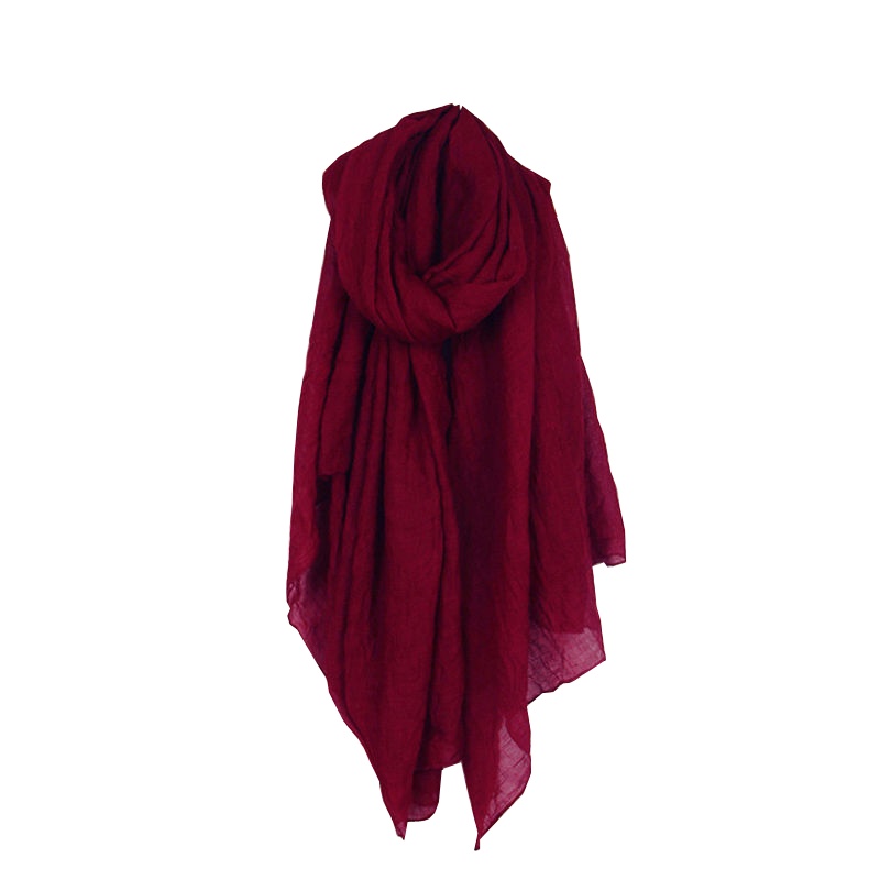 韩版长款文艺纯色棉麻围巾披肩两用新款保暖丝巾女百搭纱巾