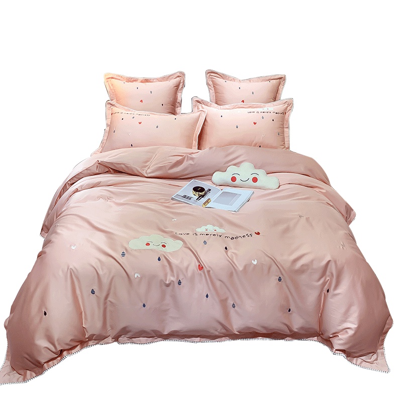 南方寝饰60支长绒棉四件套儿童卡通真丝刺绣被套1.8m纯棉全棉床单