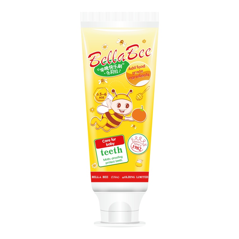 贝拉小蜜蜂(BELLABEE)婴幼儿特安防蛀牙有(香橙味) 65g 儿童护理 婴童牙膏 0.5-6岁