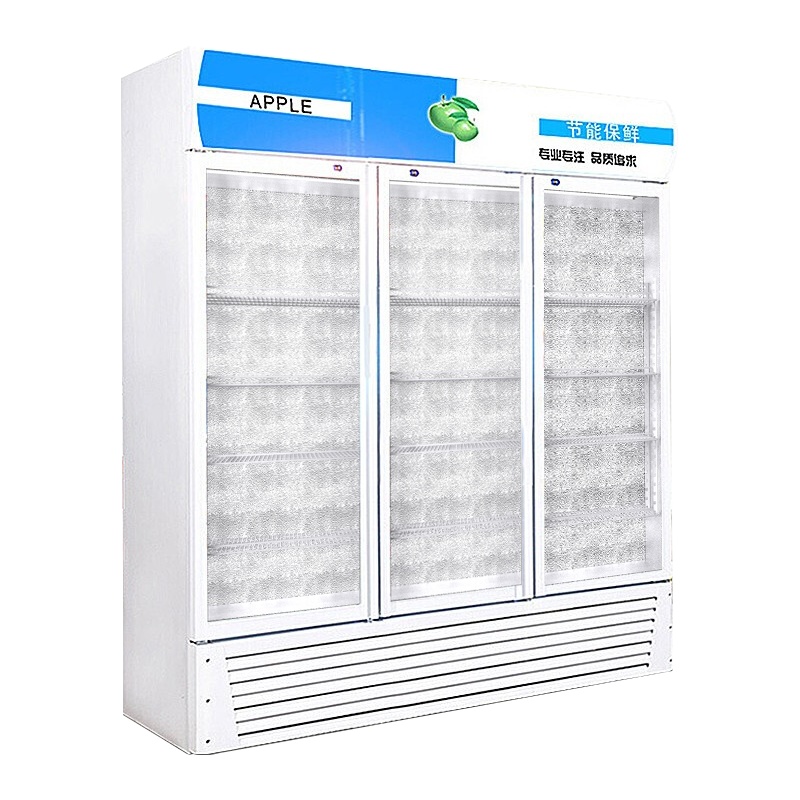 乐创(lecon)展示柜冷藏饮料柜商用立式冰柜冰箱冷柜保鲜柜 [三门蓝白色] [风冷下压缩机]