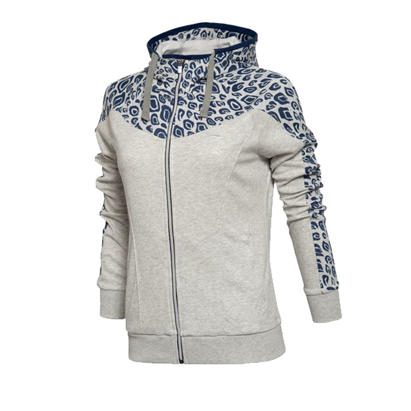 李宁卫衣女春训练系列卫衣连帽开衫运动卫衣