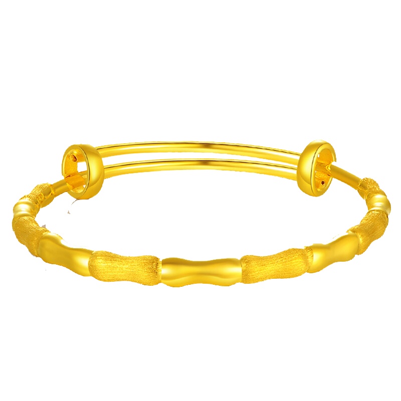 周贝贝珠宝 竹节黄金足金3D硬金宝宝手镯 新生儿满月周岁生日礼物(单只) ZYJS0008