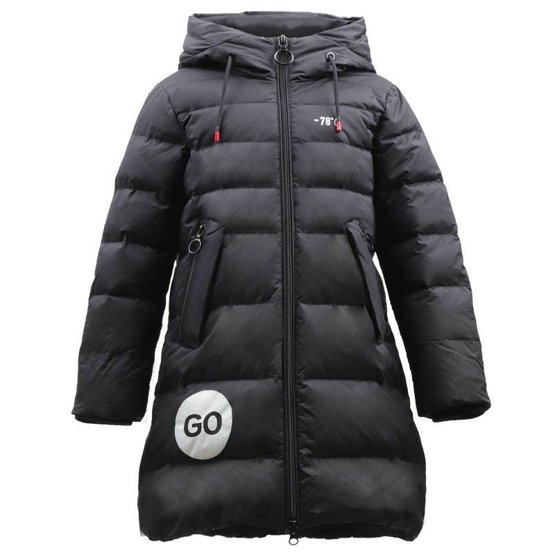 坦博尔羽绒服女童装新款口袋连帽中长款羽绒服大童外套TC18610