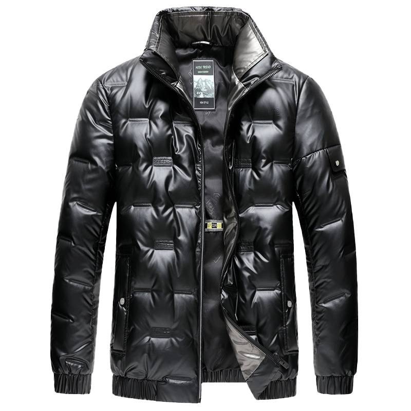 鸭鸭(yaya)冬季新款男士短款亮面立领款式时尚韩版潮流羽绒服外套男