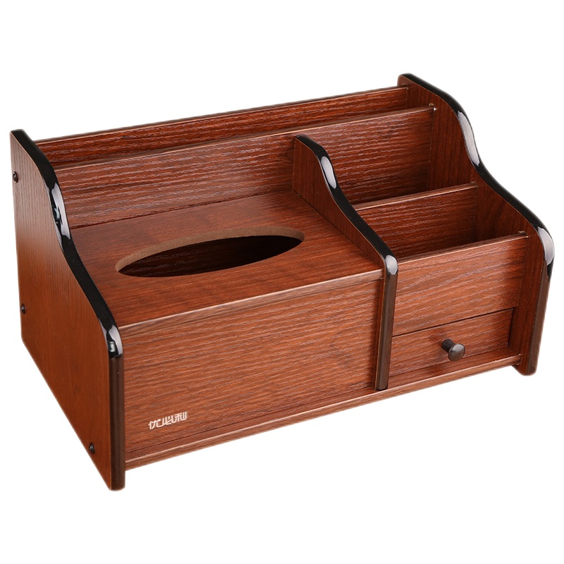 优必利 桌面笔筒收纳盒 多功能创意纸巾盒 办公家用木质笔筒/笔袋 6004A