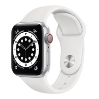 Apple Watch Series 6 44毫米 蜂窝版 银色铝金属表壳 白色运动型表带 智能手表