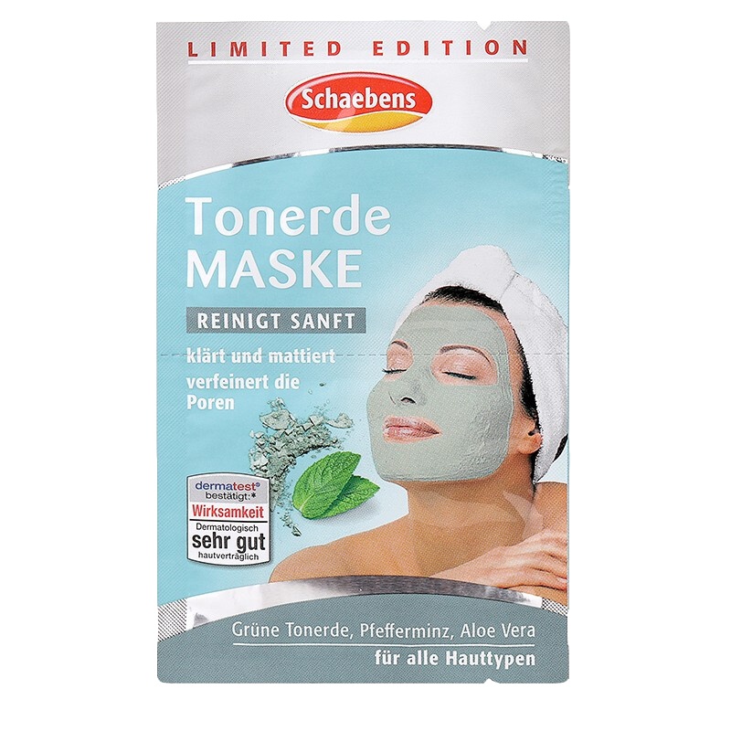 德国原装Schaebens雪本诗面膜涂抹式水洗面膜深层清洁改善毛孔控油镇定调节水油平衡面膜泥 薄荷镇静黏土面膜 3片装