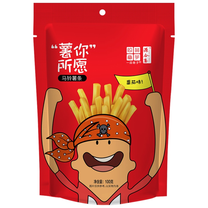 一品巷子蕃茄味薯条100g*3袋膨化食品小吃马铃薯条小包装