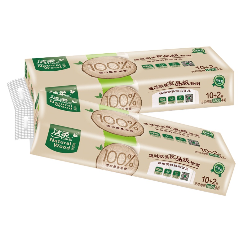 洁柔(C&S) MW006-01 自然木1800克实心10+2 12卷/1提装