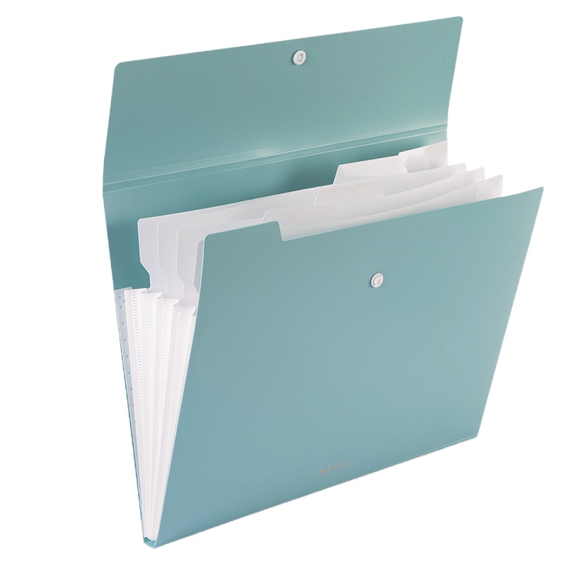 得力 72455 乐素系列A4 5格风琴按扣文件夹 薄荷绿