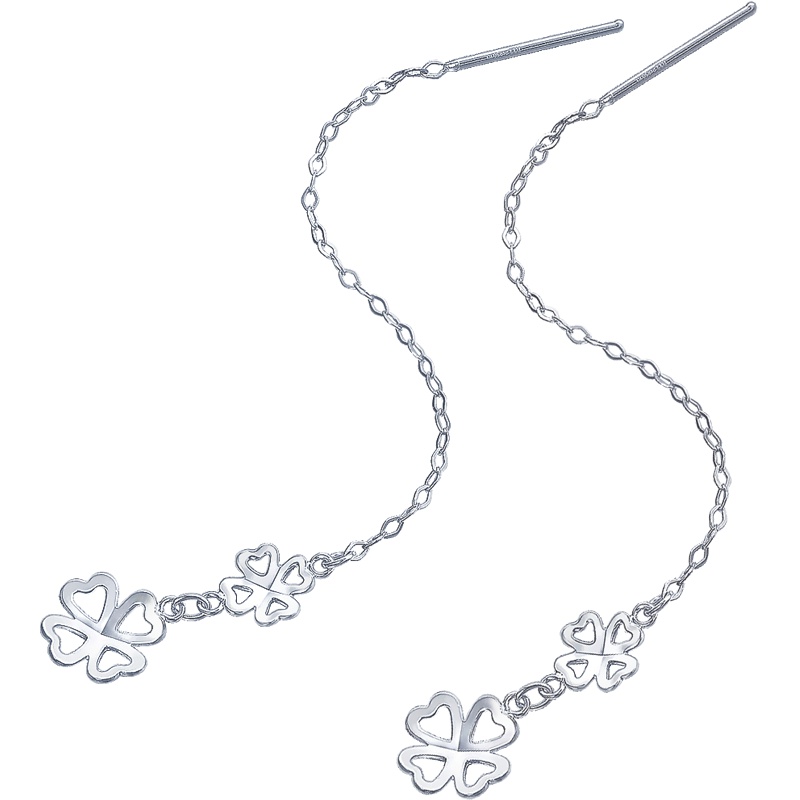 周生生(CHOW SANG SANG)Pt950心影四叶铂金耳环白金耳钉耳线女款 55256E计价